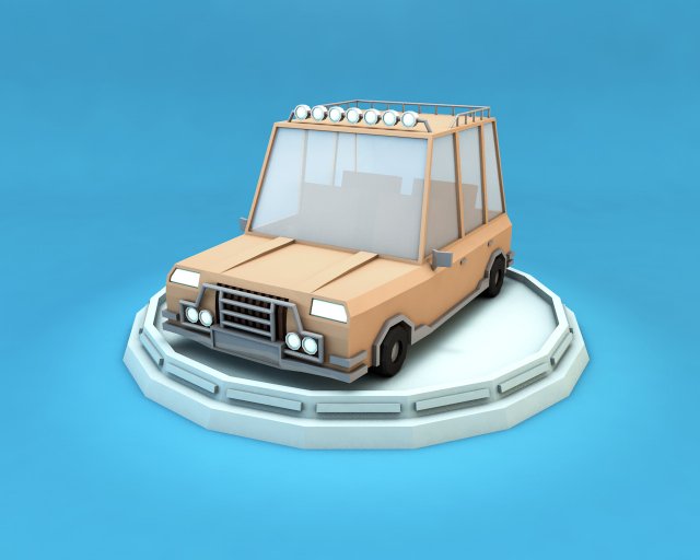 cartoon family car low poly Modelo 3D .c4d .max .obj .3ds .fbx .stl .blend 