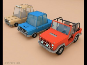cartoon car set low poly 3D Models