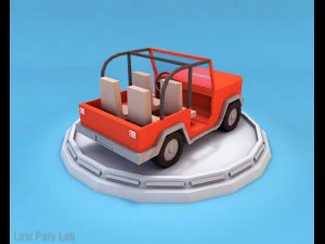 cartoon car set low poly 3D Model