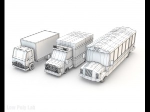 low poly bus truck lorry pack Model 3D