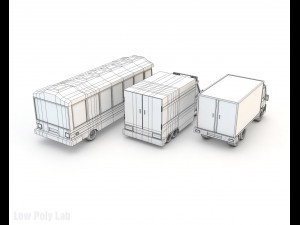 low poly bus truck lorry pack Model 3D