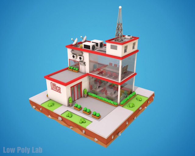 cartoon office low poly Model 3D .c4d .max .obj .3ds .fbx .stl .blend 