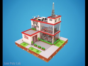 cartoon office low poly 3D-Modell