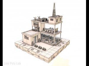 cartoon office low poly Model 3D