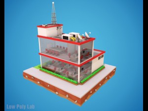 cartoon office low poly Model 3D
