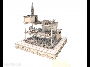 cartoon office low poly Model 3D