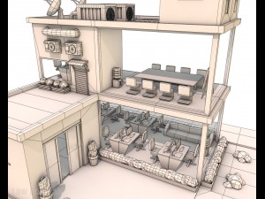 cartoon office low poly Model 3D