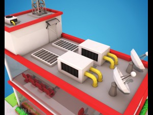 cartoon office low poly Model 3D