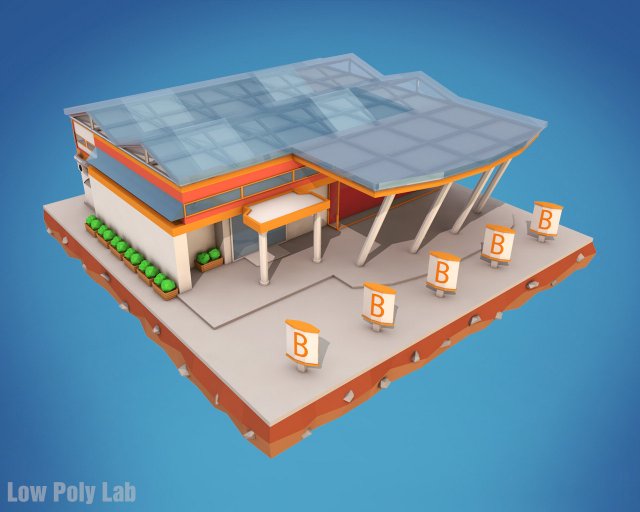 cartoon supermarket low poly 3D 모델 .c4d .max .obj .3ds .fbx .stl .blend 