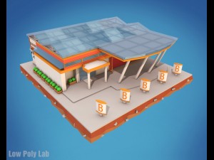 cartoon supermarket low poly 3D-Modell