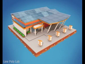 cartoon supermarkt laag poly 3D Model