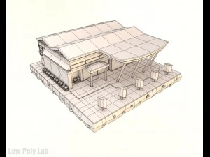 cartoon supermarket low poly 3D Model