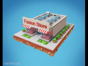 low poly fashion store building 3D-Modell