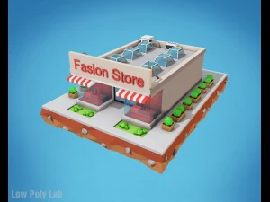 b&acirc;timent de magasin de mode low poly Modèle 3D