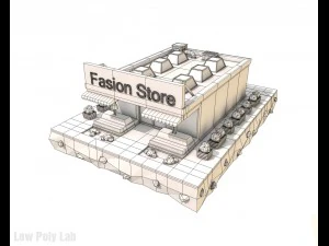 low poly fashion store building 3D Model