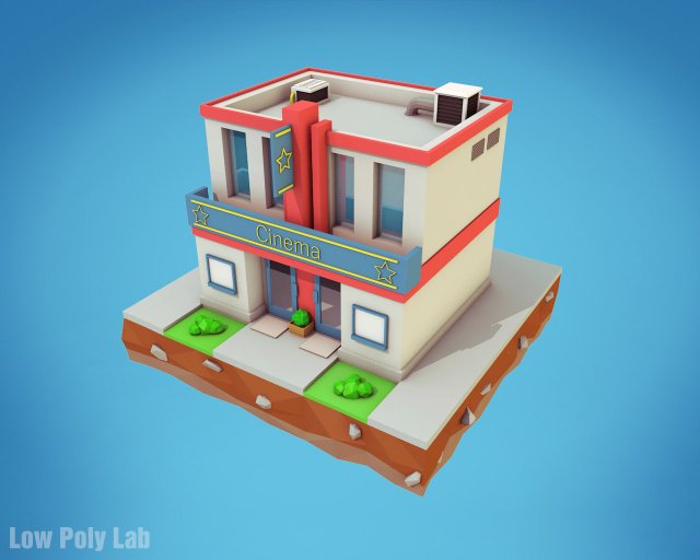 cartoon cinema low poly 3D Modell .c4d .max .obj .3ds .fbx .stl .blend