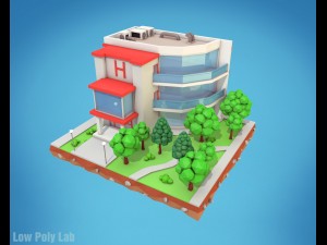 cartoon hotel low poly 3D-Modell
