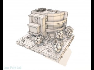 cartoon hotel low poly 3Dモデル