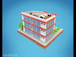 cartoon hotel low poly 3Dモデル