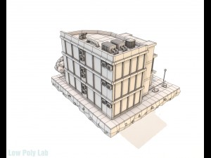 cartoon hotel low poly 3Dモデル