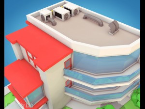 cartoon hotel low poly 3Dモデル