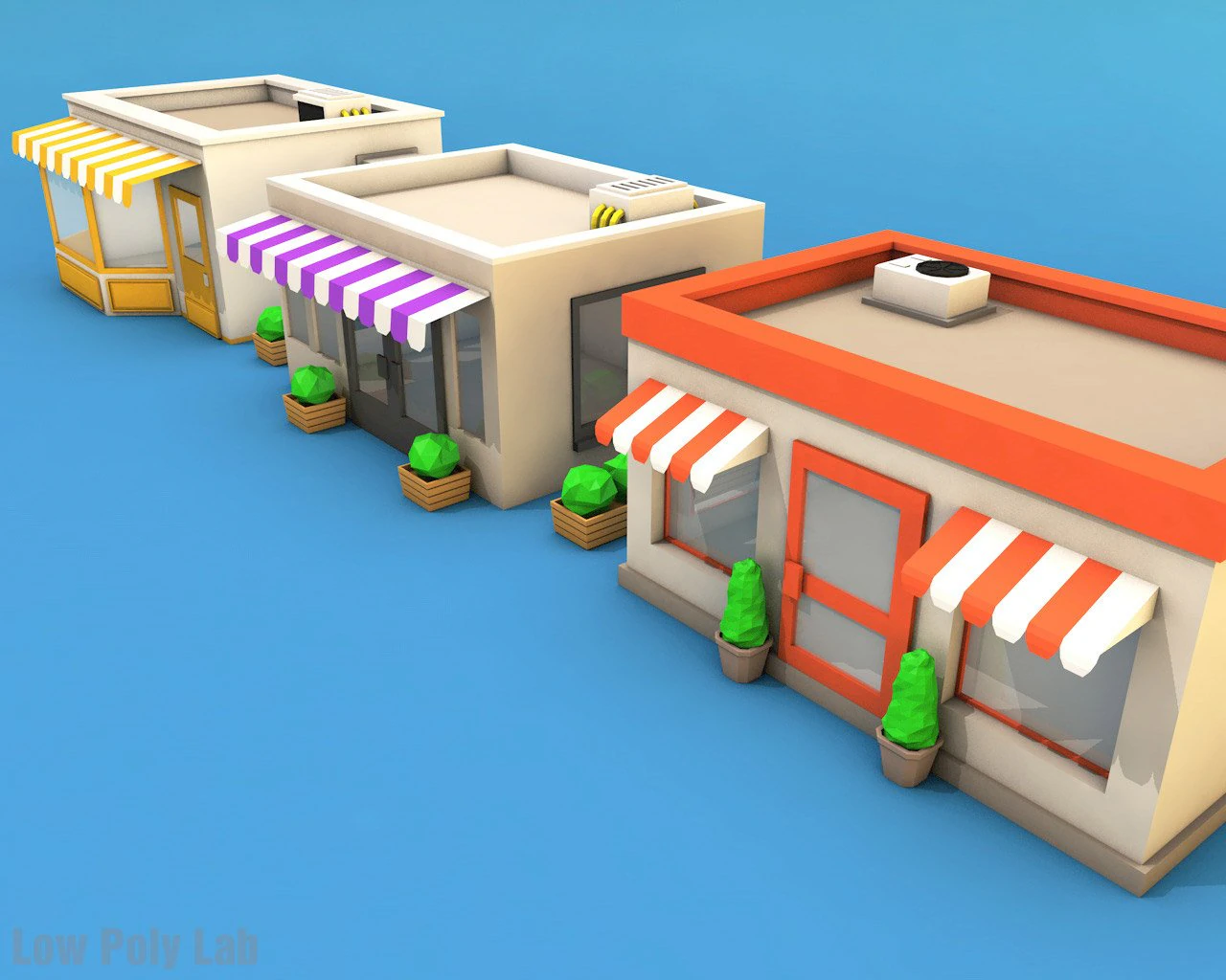 cartoon city buildings low poly 3D Model .c4d .max .obj .3ds .fbx .stl .blend 