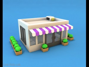 cartoon city buildings low poly Modelo 3D