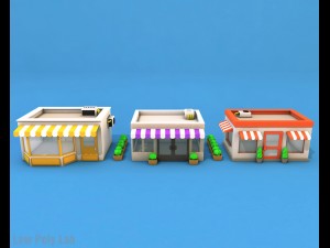 cartoon city buildings low poly Modelo 3D