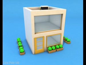 cartoon city buildings low poly 3D Model
