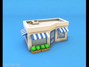 cartoon city buildings low poly 3D Model