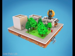 cartoon city block dount cafe building low poly 3D Model