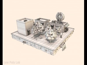 cartoon city block dount cafe building low poly 3D Model