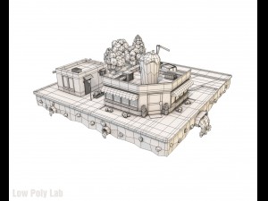 cartoon city block cocktail cafe building low poly 3D 模型