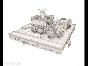 cartoon city block cocktail cafe building low poly 3D 模型