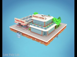 cartoon city block fashion store low poly 3D मॉडल