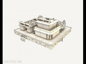 cartoon city block fashion store low poly 3D Модель