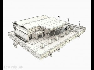 cartoon city block supermarket low poly 3Dモデル