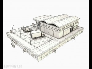 cartoon city block supermarket low poly 3Dモデル