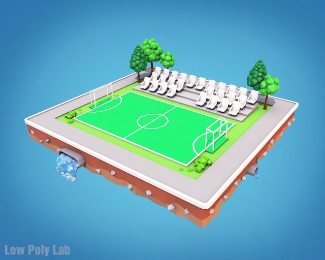 cartoon football field low poly Modelo 3D .c4d .max .obj .3ds .fbx .stl .blend 