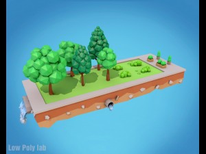 cartoon trees low poly 3D Модель