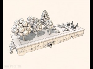 cartoon trees low poly 3D Модель