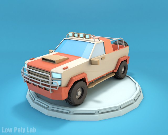 cartoon jeep suv low poly Model 3D .c4d .max .obj .3ds .fbx .stl .blend 