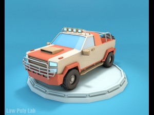 cartoon jeep suv low poly Modelo 3D