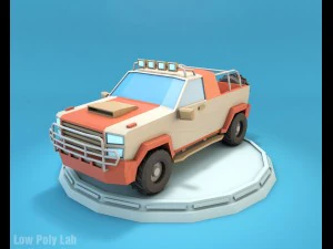 cartone animato jeep suv low poly Modello 3D