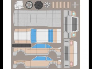 cartoon luxury car low poly 3D Model