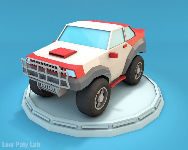 cartoon racing jeep low poly 3D Model .c4d .max .obj .3ds .fbx .stl .blend 