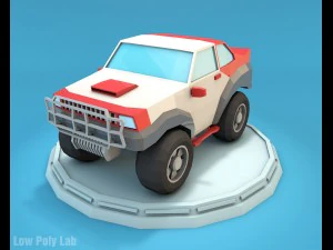 cartoon racing jeep low poly 3D Model