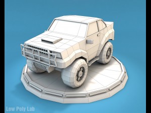 cartoon racing jeep low poly 3D Model