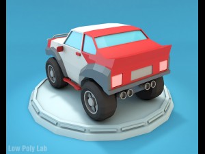 cartoon racing jeep low poly 3D Model