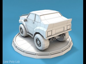cartoon racing jeep low poly 3D Model